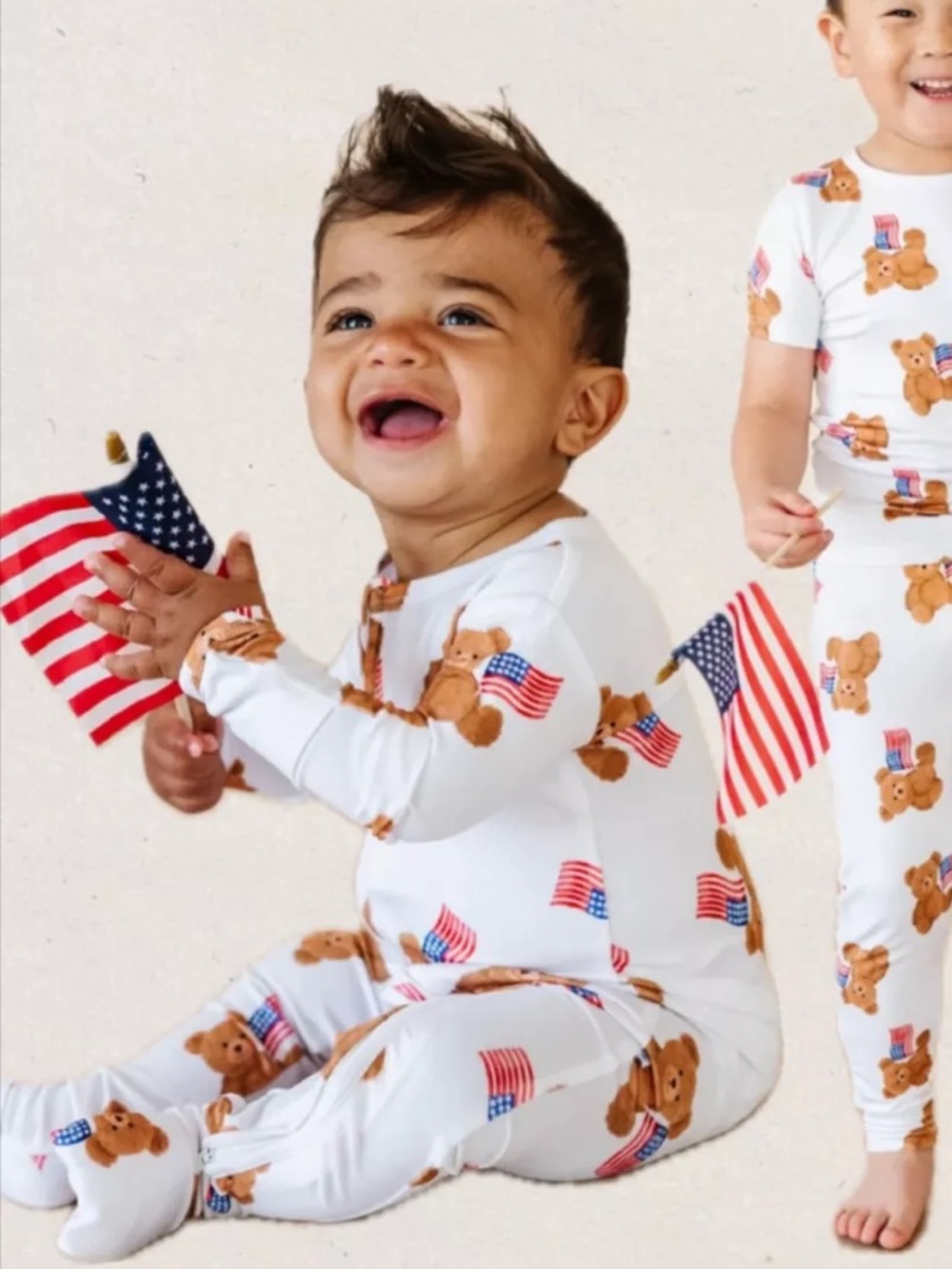Little Pajama Co American Bear Convertible Onesie